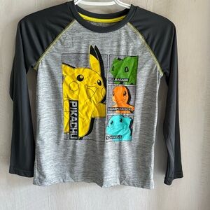 Jumping Beans Gray and Black Long Sleeve Tee with Pikachu and Friends